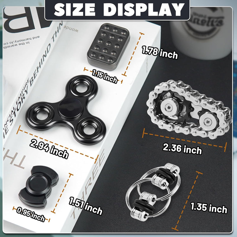 5 Pcs Fidget Toys Adults & Teen Metal Fidgets Spinner for Teens Boys Magnetic Slider Cool Gadgets Office Desk Toy Stress Relief Sensory Items Figette for Classroom Autism ADHD Anxiety Gifts