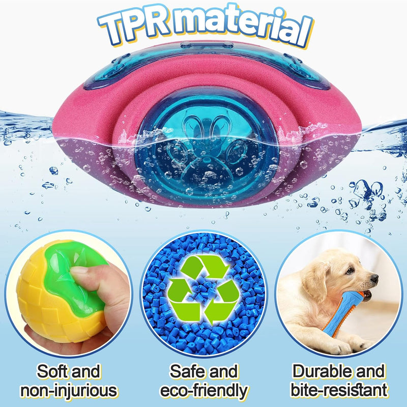 MEWTOGO 4 Pcs Dog Pool Floating Toys - Squeaky Dog Water Toys, Safe Durable TPR Interactive Dogs Toys for Aggressive Chewers Large Fetching Playing