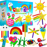 MHMYDIS First Craft Kit for Kids - 12 in 1 No Mess Creative Arts and Crafts kit for Kids Ages 4-8 - Toddler Crafts Kit Supplies - Gifts for Girls and Boys 3 4 5 6 7 8 Year Old (Rainbow)