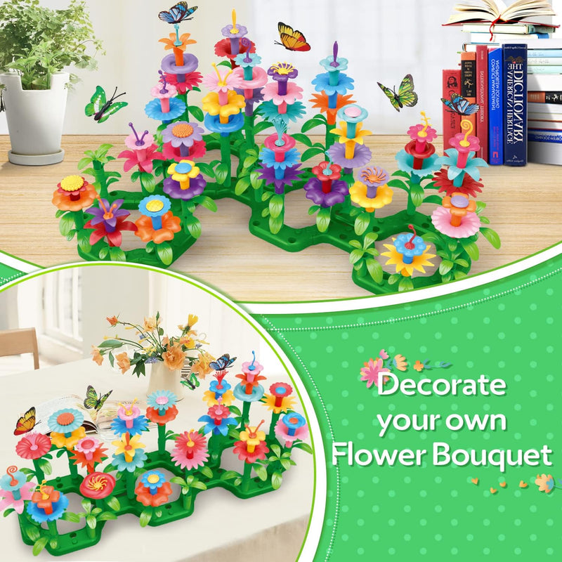 YEEBAY Flower Garden Building Toys for Girls Ages 3-7 - STEM Gardening Set with 148 PCS