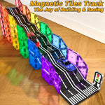 104 PCS Magnetic Tiles Road Set for Kids Ages 3-5, 5-7, 4-8, Magnet Building Blocks for Toddler Toys Games