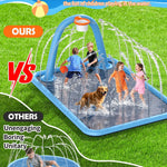 Splash Pad for Kids & Dogs, Large Sprinkler Pad Water Toys with Basketball Hoop, Thickened Non-Slip Splash Mat, Foldable Play Pool & Outdoor Summer Toys Ages 4-12 (102" Splash Pad)
