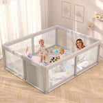 Hiaksedt Baby Playpen 50x50 Inch, Play Pens for Babies and Toddlers | Baby Fence for Indoor & Outdoor, Sturdy Safety Play Yard with Soft Breathable Mesh, Anti-Fall, Grey