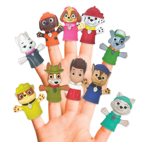 Ginsey Nickelodeon PAW Patrol 10-Piece Finger Puppet Set for Kids | Includes Rubble, Chase, Skye, Marshall, and Zuma | Durable, Latex-Free Plastic for Bath, Pool, and Educational Playtime.