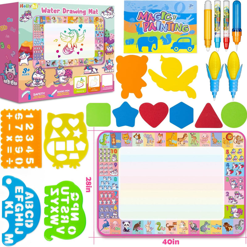 Water Doodle Mat, Kids Drawing Toys for 3 4 5 Year Old Boys Girls Gifts | Reusale Princess Color Mat, Mess-Free Coloring, Educational Doodle Toy, Toddlers Birthday Gifts for Age 3 4 5 6 7 8 Year Old