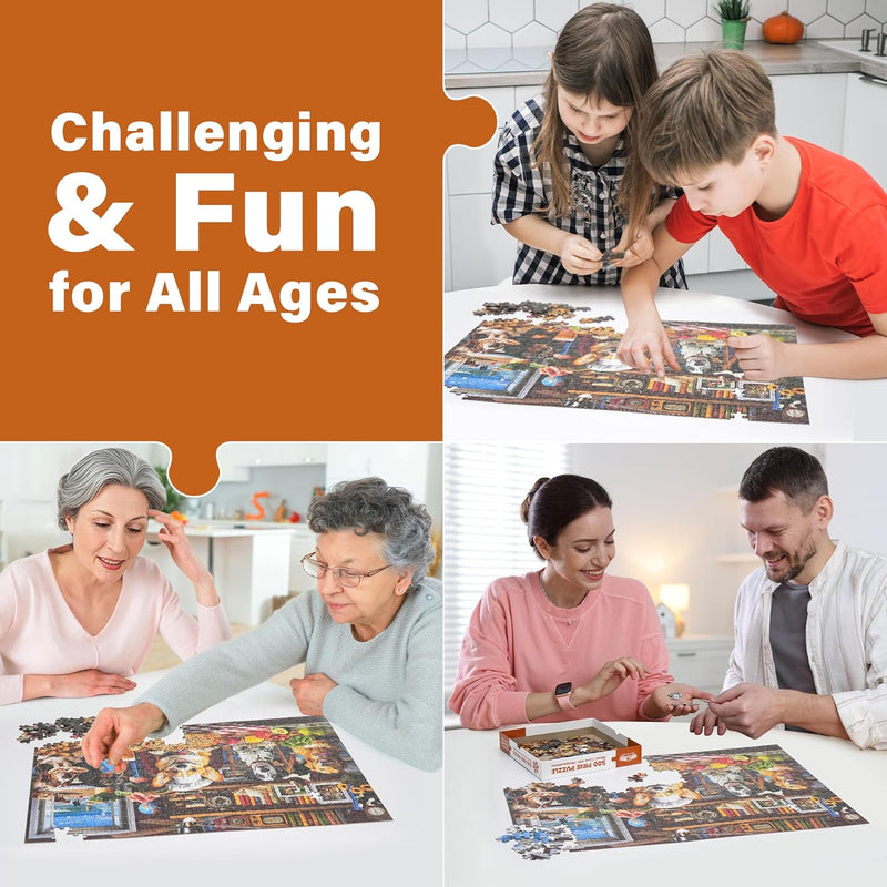 BenBen 500-Piece Adult Jigsaw Puzzle with HD Printing, Dog Theme, Thick Cardboard, Family Game Night