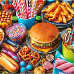 500-piece adult jigsaw puzzle with hamburger theme and 20.5x15 in size