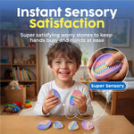 BUNMO Fidget Toys - Fidget Stones Sensory Toys – 6pk Pastel | Silicone Worry Stones for Kids Ages 3+ | Portable, Textured, Quiet Sensory Stones for Hands-On Play