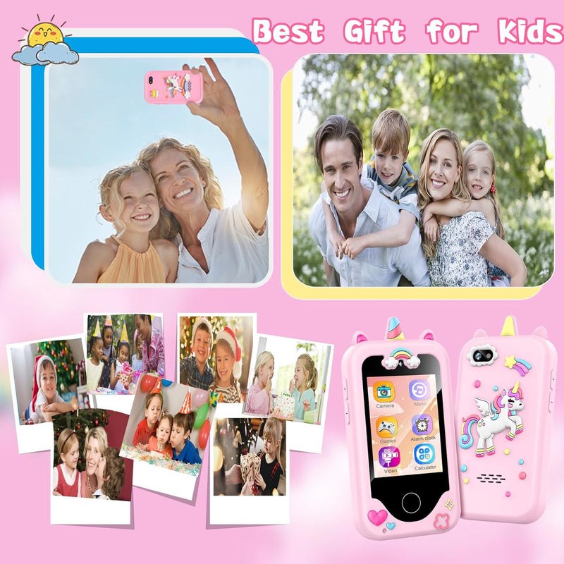 Multifunctional Kids Smart Phone with Dual Camera, Games & Music Player, Toddler Learning Toy, Ages 3-10