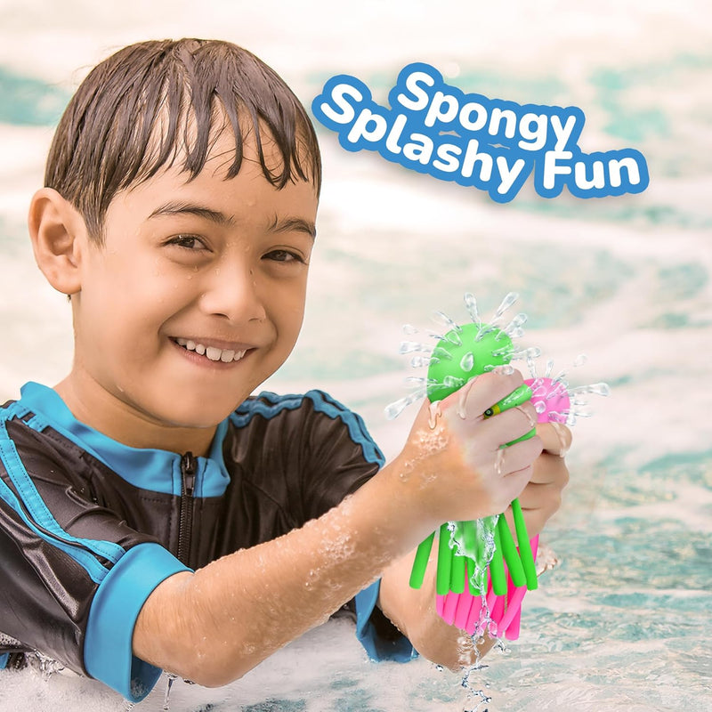 ArtCreativity octopus water balls, 3-pack, non-toxic durable rubber, bright blue green pink, 7.5" tall, 2.5" wide, 1-3 years, bath toys for kids