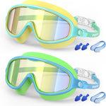 VegoVia 2 Pack Kids Swim Goggles Anti-Fog Wide View | UV Protection Swimming Goggles for kids 6-14 8-12 3-15 Youth Boys Girls Toddler