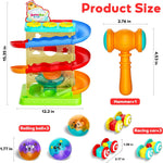 2-in-1 Rolling Ball & Car Ramp Toy for Toddlers, Interactive STEM Learning Playset with Sensor Lights