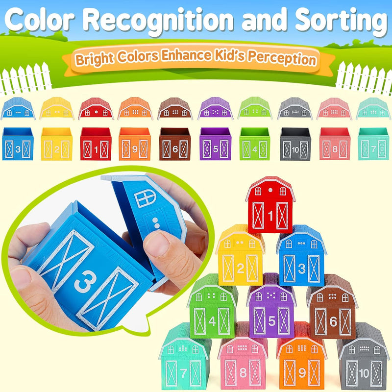 20-Piece Farm Animals Toy Set for Toddlers, Montessori Counting and Matching Fine Motor Games