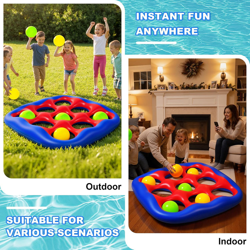Pool Games Set- Tic-Tac-Toe Inflatable Pool Toys with 10 Balls Fun Summer Swimming Pool Party Beach Lawn Outdoor Camping Party Float Game Water Ball Toys for Adults Teens Kids 2-10 Players