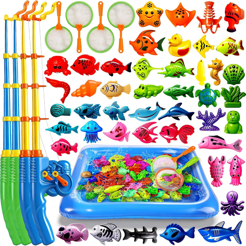 CozyBomB Magnetic Fishing Toys Game Set for Kids, Water Table Bathtub Kiddie Pool Party