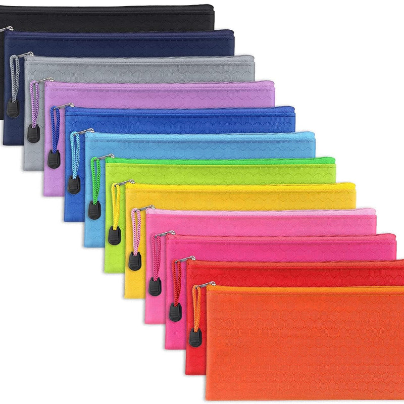 Tamaki 12 Pack Zipper Pouch, Bulk Waterproof Pouch Cases, Multi-Purpose Organizer Bags for Office Supplies, Travel Accessories