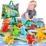 Dinosaur Car Toys for 1 Year Old Boy Gifts with Playmat/Storage Bag | 9 PCS Vehicles for Baby Boy Gifts,1 Year Old Toys for Toddler Boy Toys 1-2,1st Birthday Gift for Infant 12 18 Months