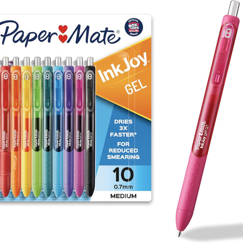 Paper Mate InkJoy Gel Pens, Medium Point, 10 Count - Teacher Supplies, Writing, Journaling, Back to School