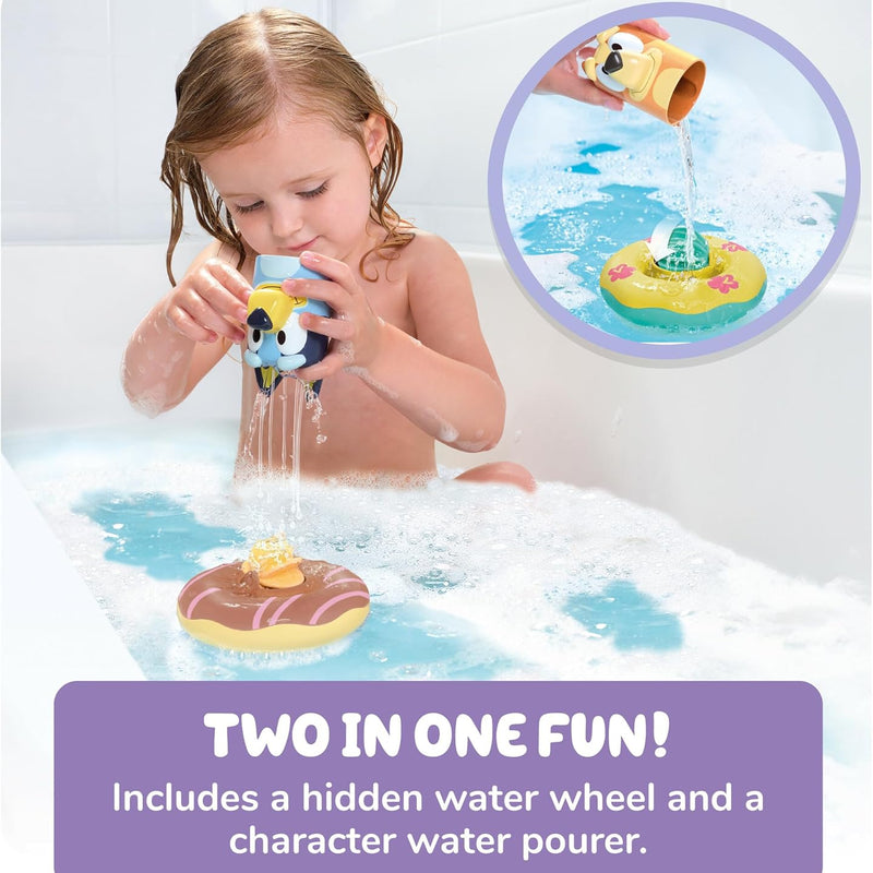 TOMY Toomies Splash & Float Bingo and Bluey Water Toys - 2-in-1 Toddler Bath & Pool Play Set with Pour Cups & Water Wheels