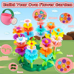 FUNZBO Girl Flower Garden Building Toys Set for Age 2-6 Years Old, STEM Montessori Educational Toy with Sorting & Stacking Spring Gardening Set