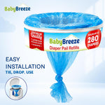 BabyBreeze Diaper Pail Refill Bags for Diaper Genie, 5-Pack, 1400 Count | Odor-absorbing Diaper Disposal Bags Compatible with Playtex Diaper Genie Pails; 5-Pack Holds up to 1,400 Newborn Diapers