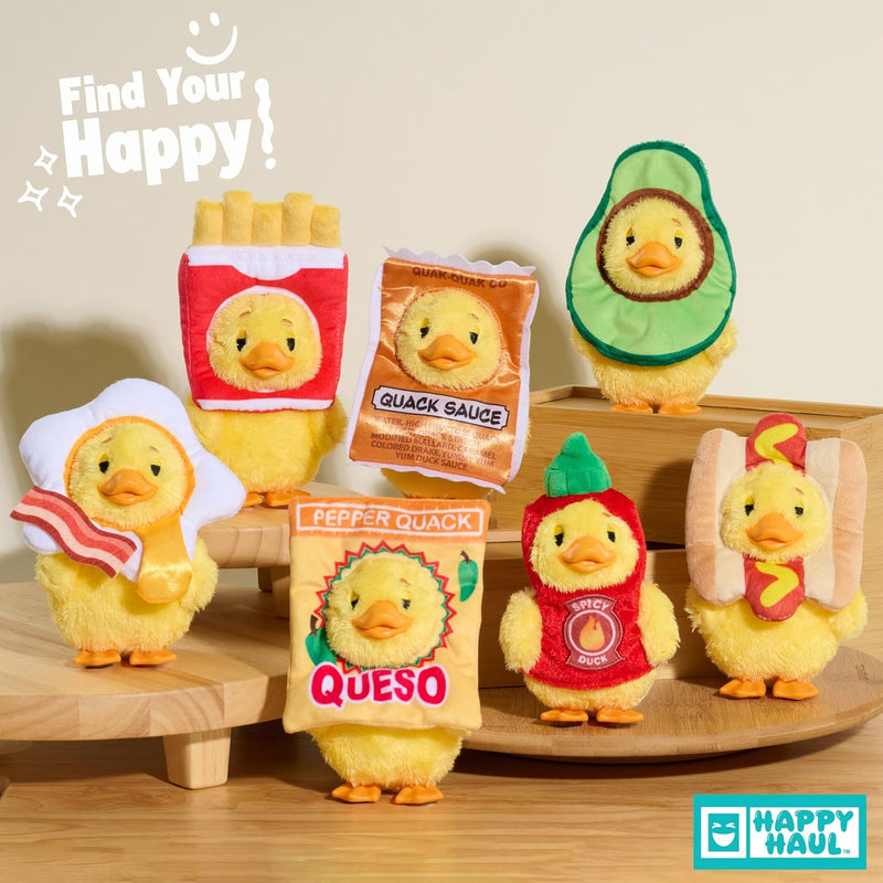 HAPPY HAUL Duckalooz Snack Quack Clip-On Plush Duck Assortment, Plush Duck Clip-On Blind Box Collectible Toy with Removable Costume, 5-Inch Stuffed Toy, Short-Run Drop, Ages 8 and up