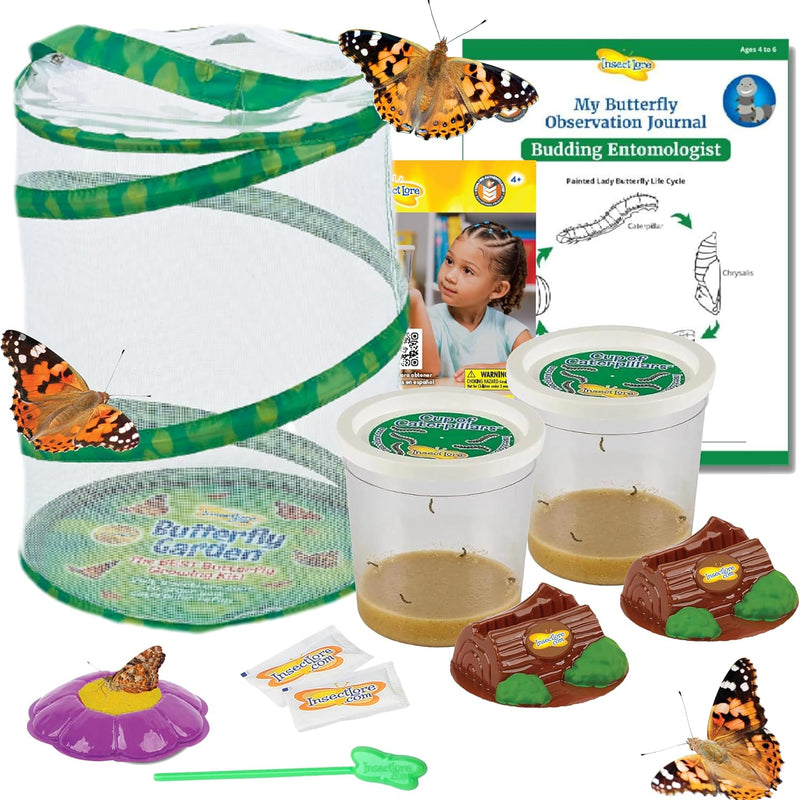 Insect Lore Painted Lady Butterfly Garden with 10 Live Baby Caterpillars and STEM Journal