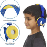 Sonic The Hedgehog kids' wireless Bluetooth headphones with safe volume, adjustable headband, and rechargeable battery