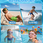 Swim Goggles for Kids 3-15 with Earplugs Large Frame Anti-Fog/UV Swimming Goggles for Boys Girls Toddler 2PCS