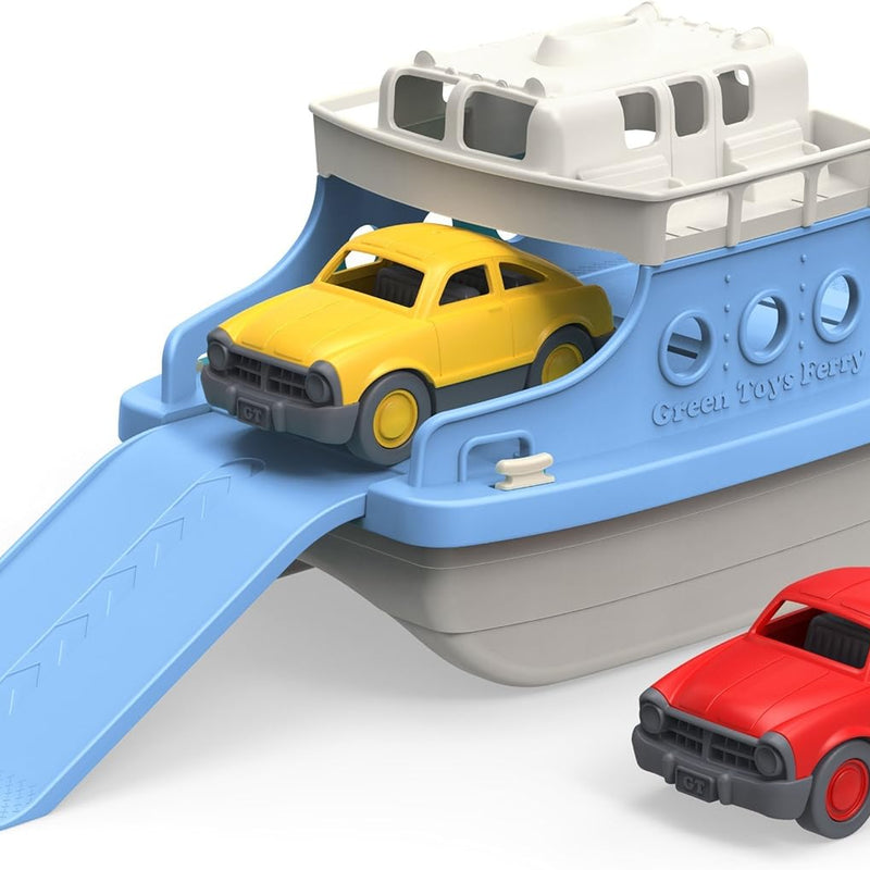 Green Toys Ferry Boat with Mini Cars - Safe, Durable Bathtub Toy Made from 100% Recycled Plastic