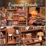 CUTEBEE Book Nook Kit - DIY Miniature House Coffee Shop Dollhouse Kit for Adults, Booknook Tiny House Bookshelf Decor 3D Wooden Puzzle, Gifts for Family, Friends (Corner Coffee Shop)