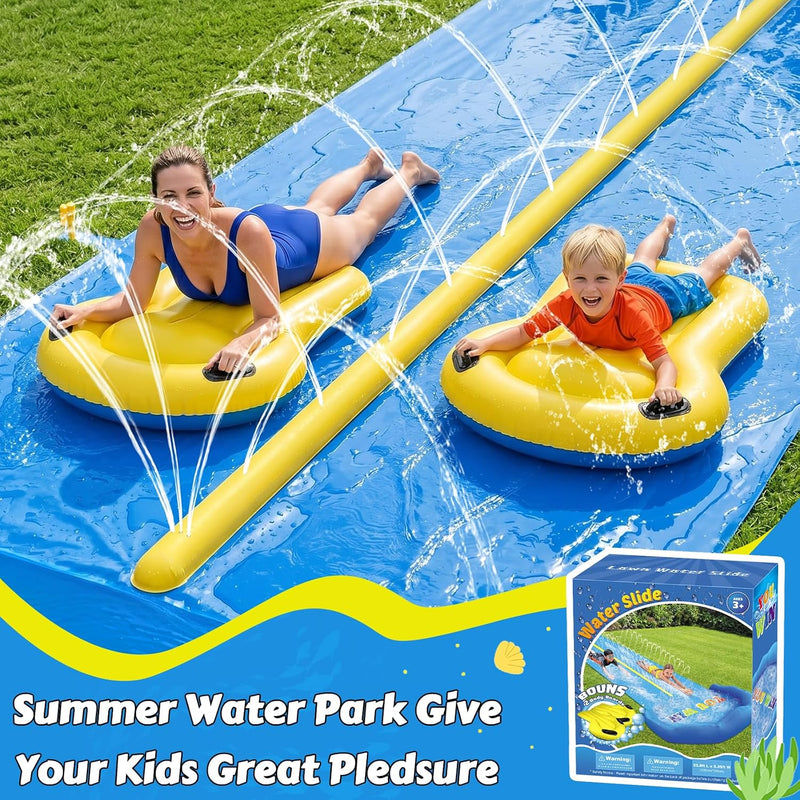 Evoio Water Slide, 32.8FT Inflatable Splash Water Slip with 2 Racing Lanes for Kids Boys Girls Adults, Water Slide Outdoor Water Toys for Backyard Garden