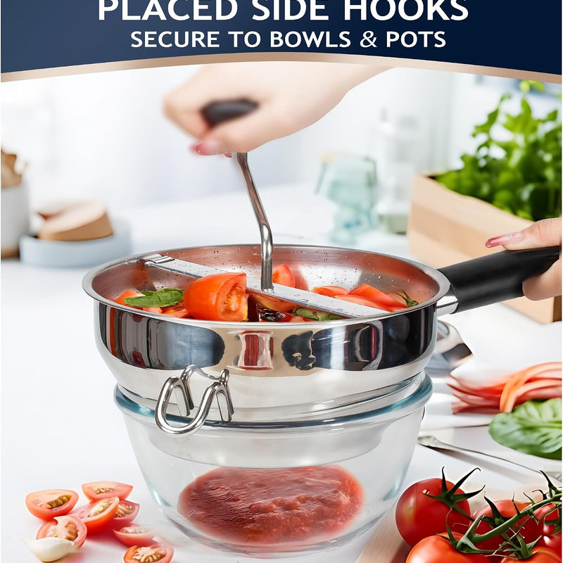 Stainless Steel Food Mills With 3 Milling Discs,Ergonomic design Of Rotary Food Mills For Tomato Sauce,Potatoes,Jams with Silicone Handle Dishwasher Safe, Multifunctional Spoon,Orange