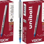 uni-ball Vision Stick Roller Ball Pens, Fine Point, Black Ink, Pack of 4