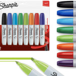 Sharpie Permanent Chisel Tip Marker Set, Poster Markers for Wood, Plastic, and More, 8 Count