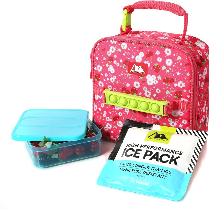 Arctic Zone Kids Lunch Box Combo with Gel Ice Pack and Sandwich Container, 2 Compartment Insulated Bucket for Travel Lunch, Unicorn Princess