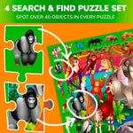 QUOKKA Puzzles for Kids Ages 4-6 - 4 x 60 Puzzles for Toddlers 5-8 - Educational Search and Find Toy for 8-10 yo for Learning Forest Polar, USA National Park Animals and City Life