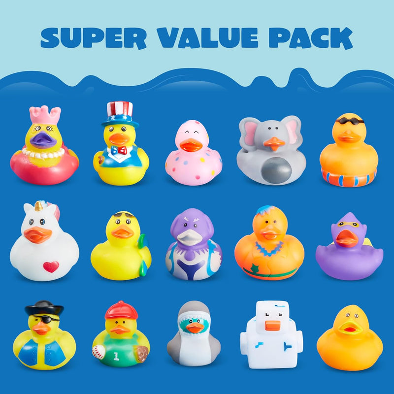 JOYIN 30 Pcs Rubber Ducks - Assorted Designs for Toddler Bath Time, Pool Parties, and Birthday Favors