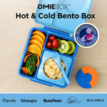 OmieBox Bento Box for Kids - Insulated Bento Lunch Box with Leak Proof Vacuum Insulated Food Jar - 3 Compartments, Two Temperature Zones (Blue Sky)