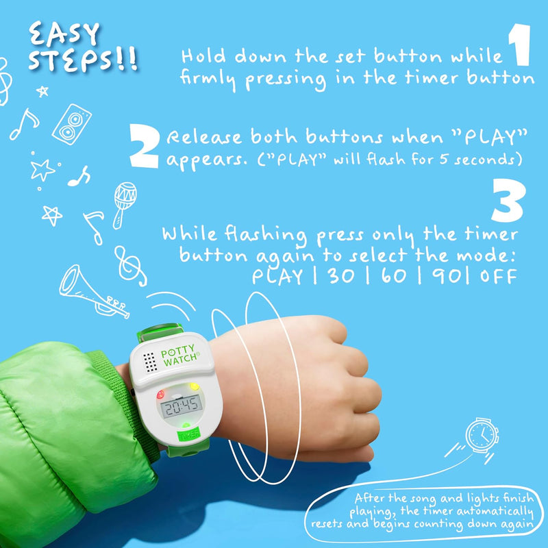 The Original Potty Watch Lights & Music Reminds Your Kiddo It's Time to Go | We Make Potty Training Fun! Water-Resistant, Plays Music & Lights Every 30, 60, or 90 Minutes. Pause for naps or night., Pink