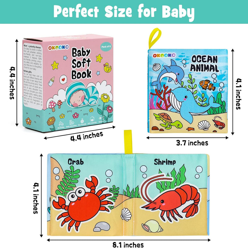 OKOOKO Soft Baby Books Set with 6 Themes for Newborns and Toddlers