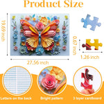 Challenging 1000 Piece Jigsaw Puzzle for Adults, Noctilucous Butterfly & Flower Art Design, Premium Click-Fit Pieces with Anti-Glare Coating, 3D Wall Decor, 27.5x19.6 Inch Dimensions.