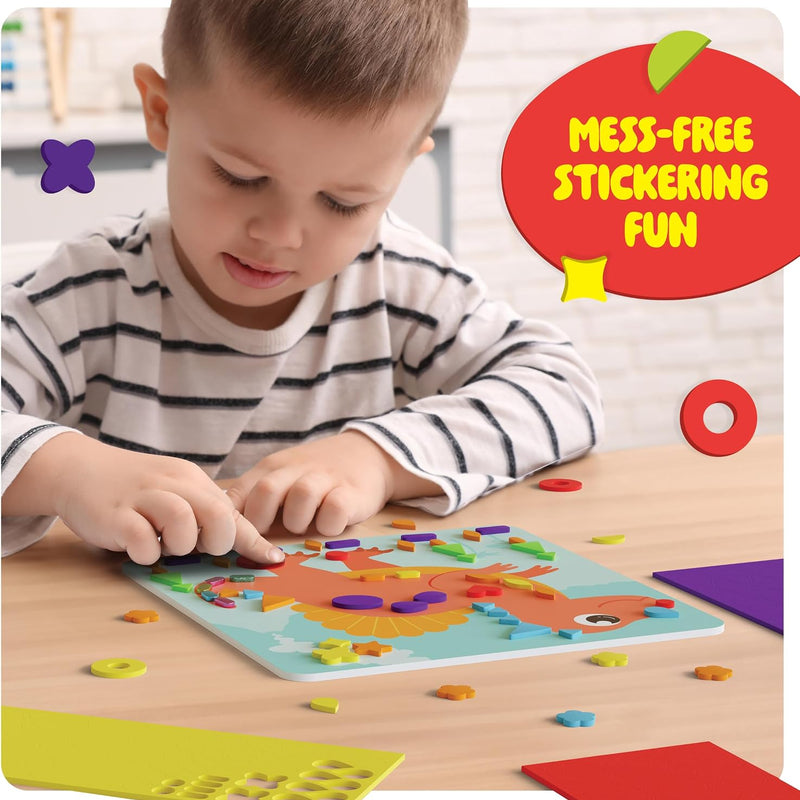 Foam Sticker Art Craft for Kids - Toddler Arts & Craft - Mess Free Activity | Toddler Craft Kit for Ages 3-5 - Boys 4-6 Birthday Gift - DIY Kid Activities Ages 3 4 5 6 Years - 4 Year Old Boy Gifts