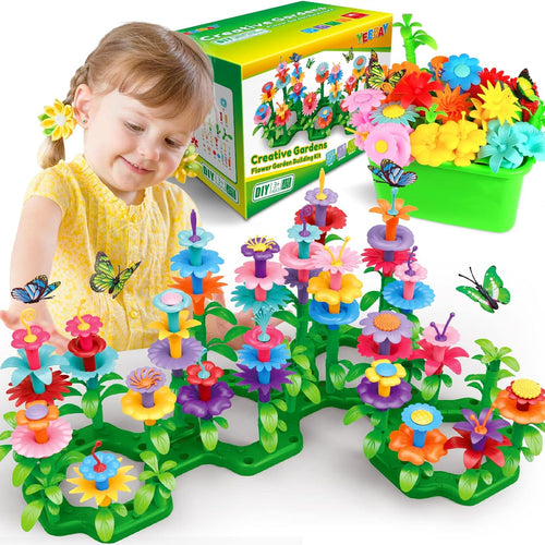 YEEBAY Flower Garden Building Toys for Girls Ages 3-7 - STEM Gardening Set with 148 PCS