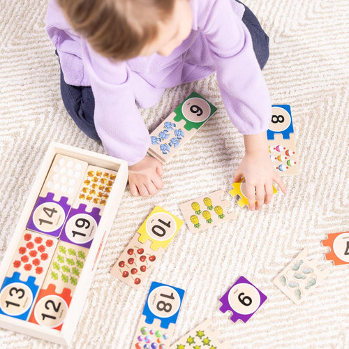 Melissa & Doug Self-Correcting Wooden Number Puzzles with 40 Durable Pieces, Designed for Preschoolers Ages 4-7, Featuring Familiar Objects and a Convenient Slide-In Storage Box for Early Learning and Skill Development.