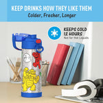 THERMOS FUNTAINER Water Bottle with Spout, 16oz, Mario | Kids Stainless Steel Insulated Water Bottle, Keeps Drinks Cold Longer for School & Play, BPA-Free