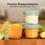 KeaBabies 12pk 4oz Glass Baby Food Containers with Lids, Leak-Proof (Sage) | Microwavable Small Glass Jars, Baby Purees, Toddler Snack Storage Containers, BPA-Free, Dishwasher-safe, Freezer Safe