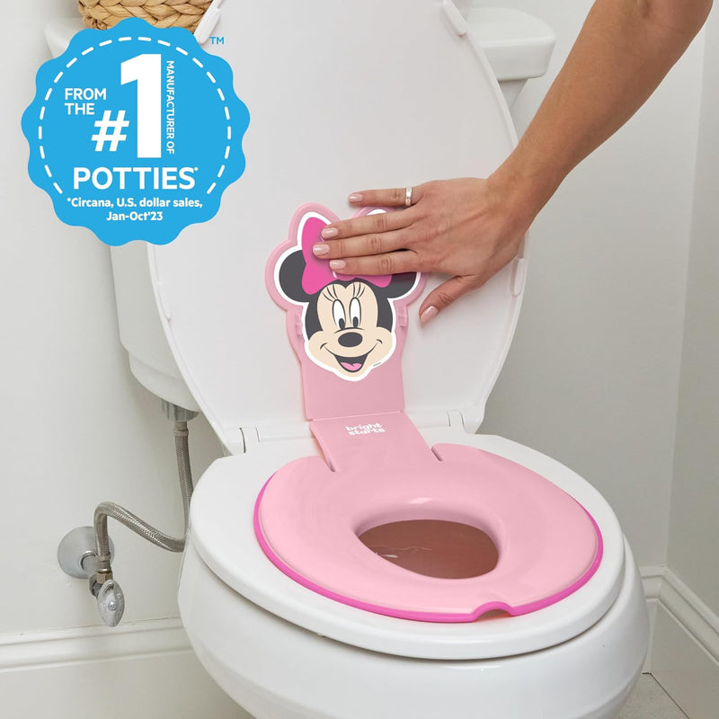 Bright Starts Disney Baby Minnie Mouse Flip & Sit Potty Training Seat, Attaches to Toilet Securely, Space Saving Design Fits Most Toilets