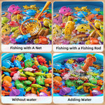 Niplooow Pool Fishing Toys Games for Kids Ages 3-8, Water Table Bathtub Toy with Inflatable Pool Pole Rod Net and Plastic Floating Fish