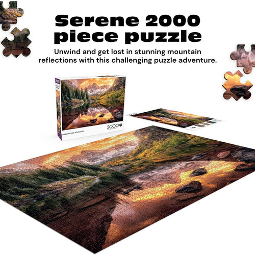 Buffalo Games Joshua Snow Maroon Lake Reflections 2000 Piece Jigsaw Puzzle - 38.5 x 26.5 in, Large - 2000 Piece Puzzles for Adults - Calming Solo Escape - Reference Poster Included